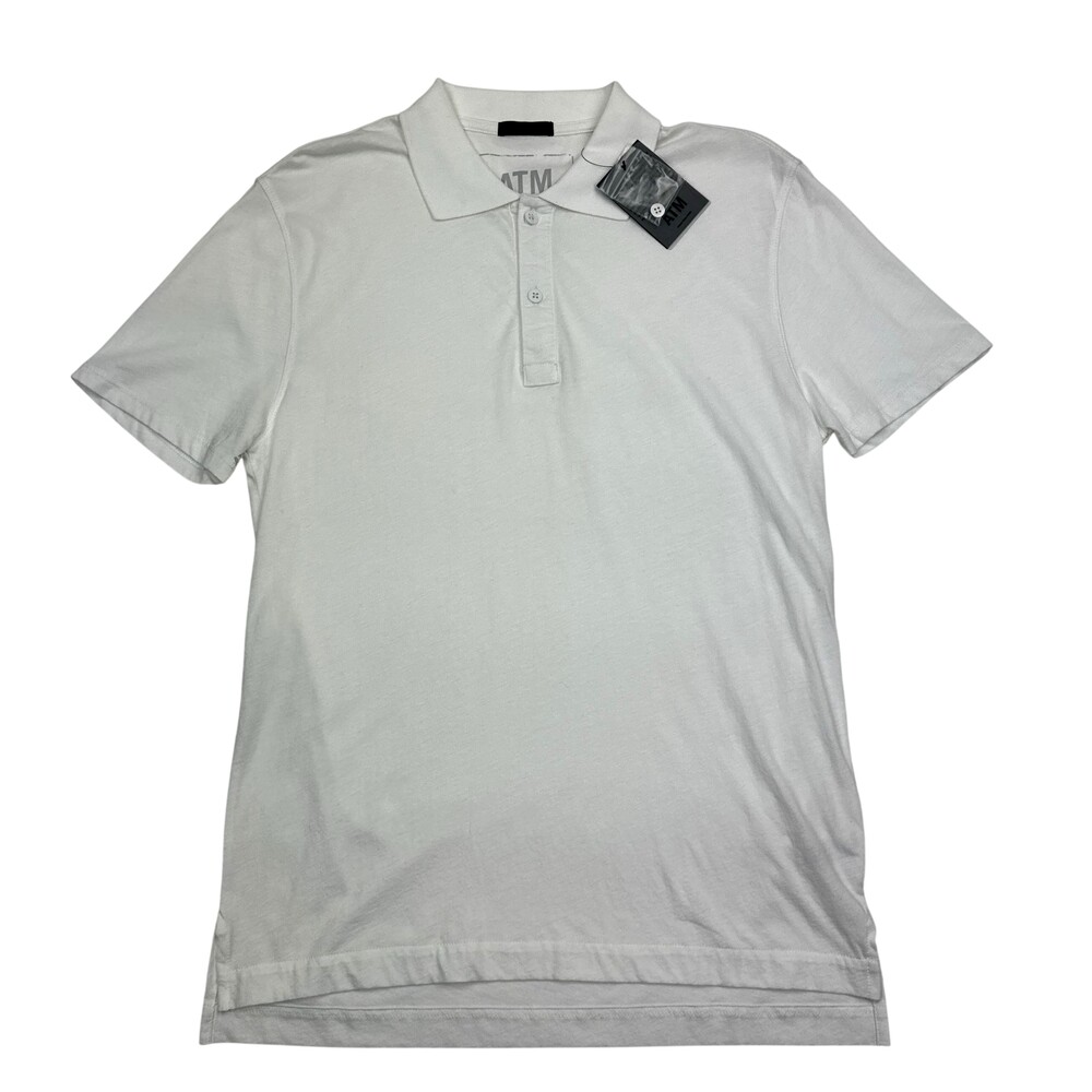 ATM Anthony Thomas Melillo Polo Shirt Mens S White Cotton Jersey Short Sleeve